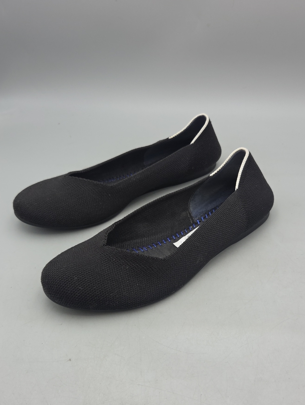 Rothys The Flat Black Solid Round Toe Knit Ballet Flats Womens 8